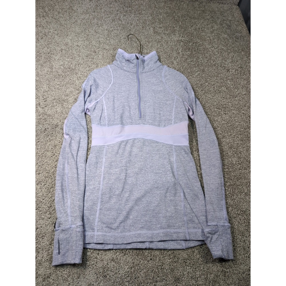 Lululemon Run Swifty Tech 1/2 Zip Lavender Purple Striped Pullover Womens Size 4